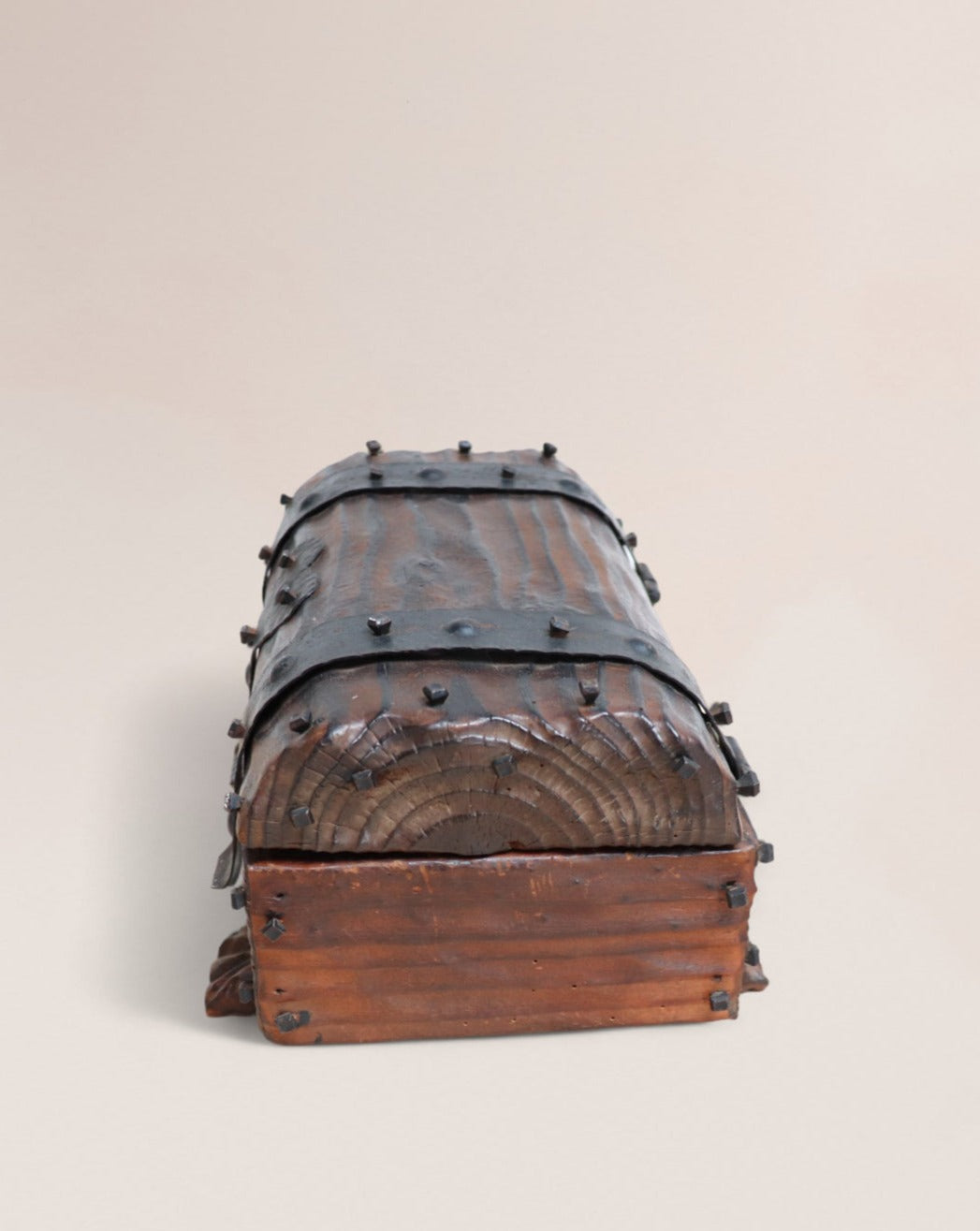 Spanish Wood Treasure Chest Mid 20th Century - Vintage Medieval Style