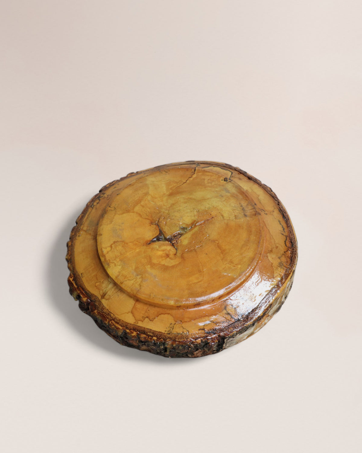 Vintage Bark Wood Nut Cracking Bowl