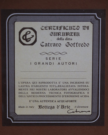 Bottega D'Arte Miniature Engraved Framed Art by Catraro Goffredo in 925 Silver