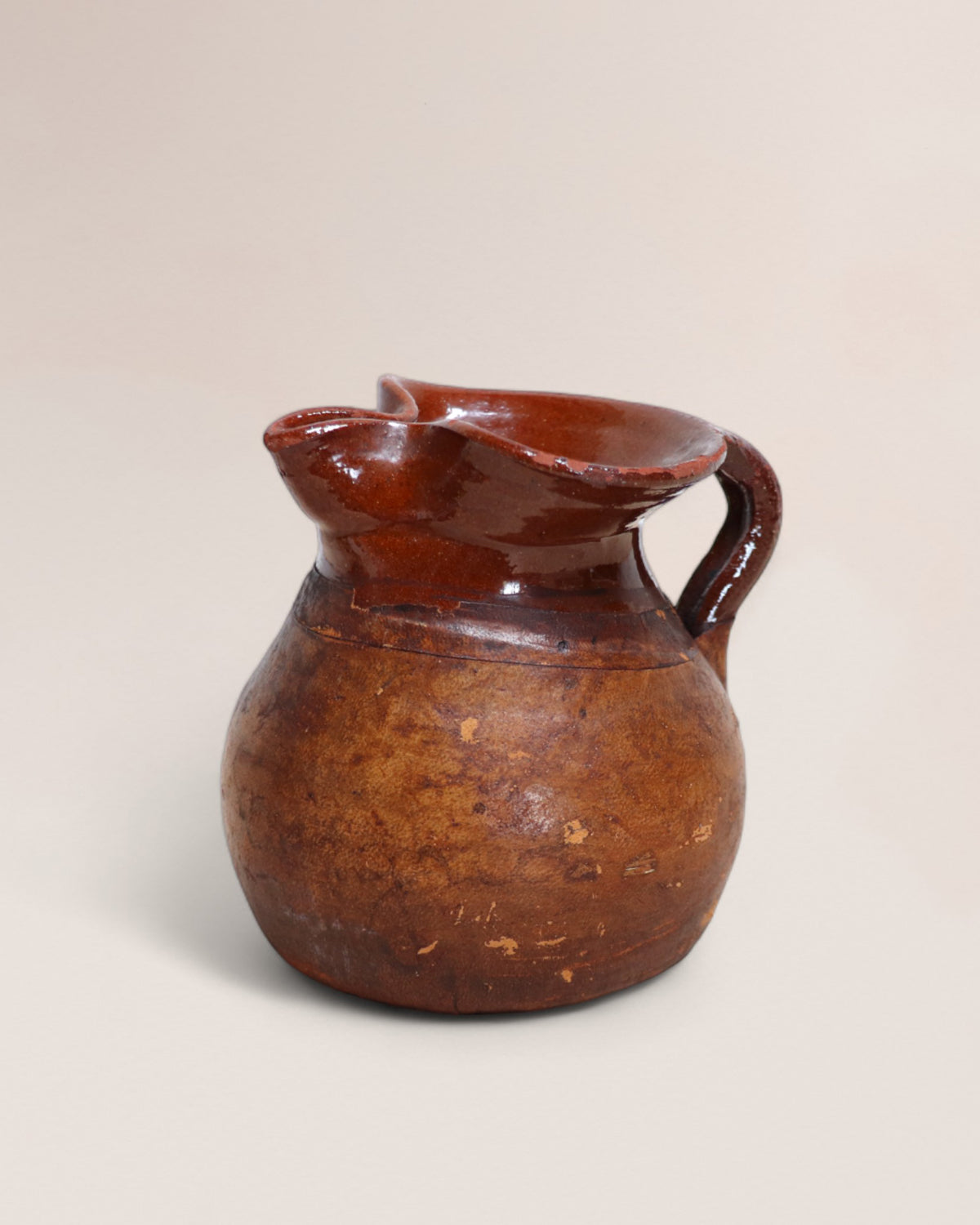 Vintage Mid 20th Century Studio Pottery Pitcher Jug with Leather Wrapping