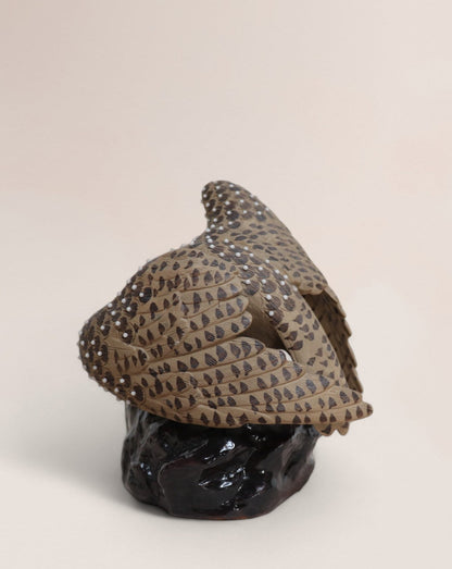 Vintage 60s/70s Chinese Pottery Eagle Hawk Fighting Snake