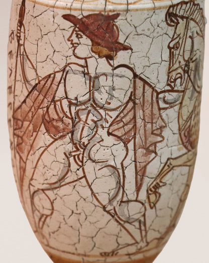 Greek Lekythos Vase Pottery Mid 20th Century, Museum Ancient Greek Replicas