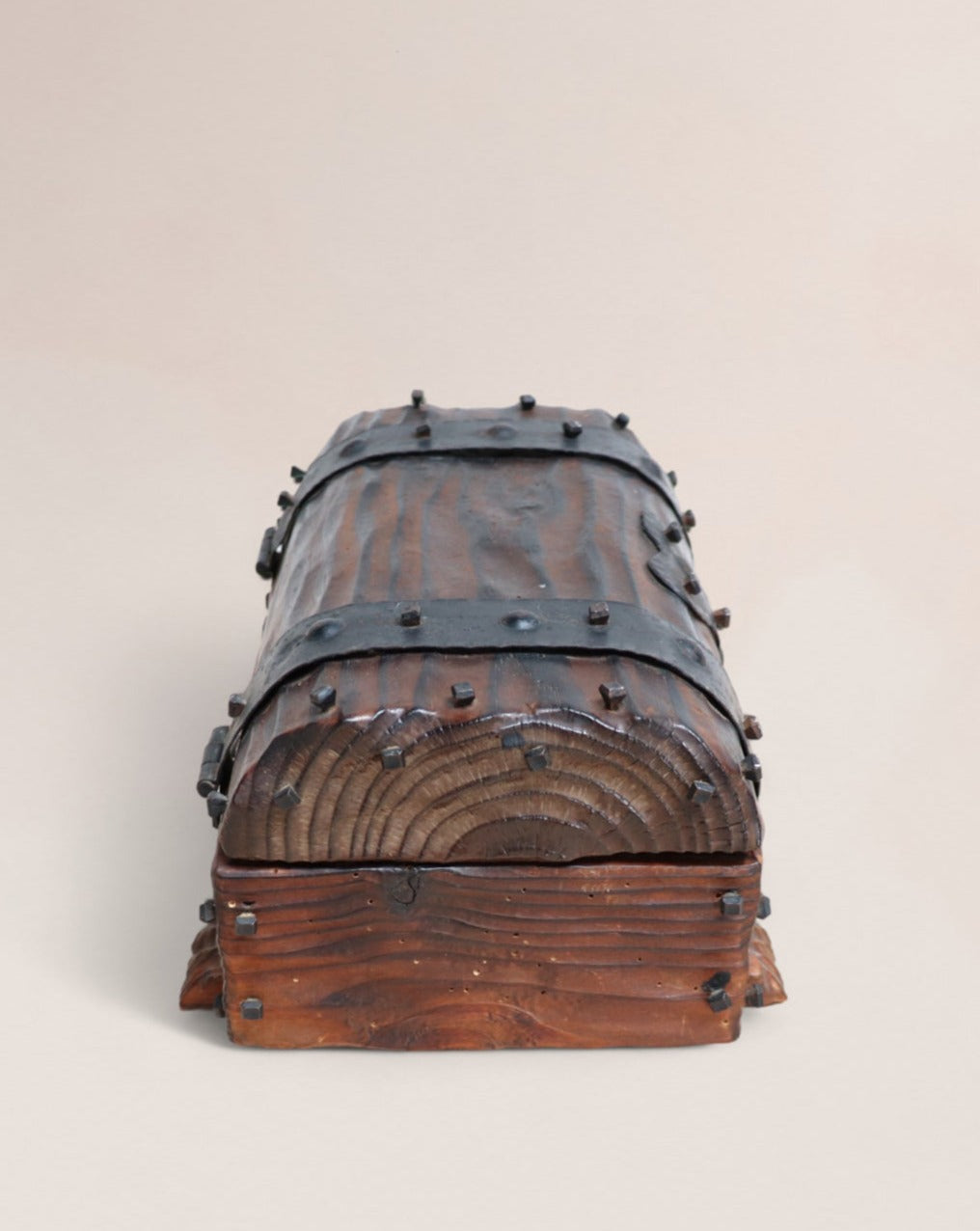 Spanish Wood Treasure Chest Mid 20th Century - Vintage Medieval Style