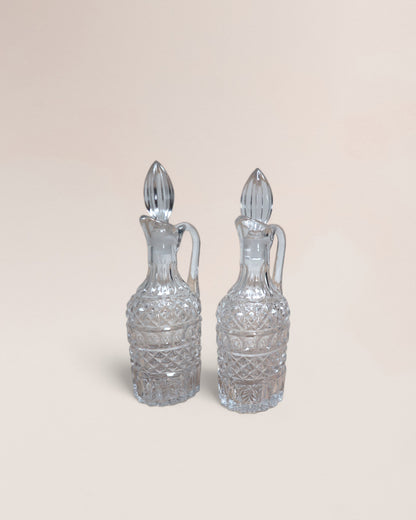 Victorian Era Style, Italian Crystal Glass Cruet Set, Early 20th Century