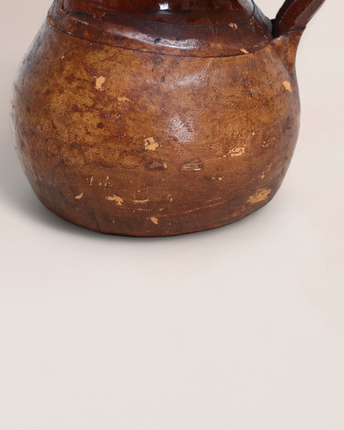 Vintage Mid 20th Century Studio Pottery Pitcher Jug with Leather Wrapping
