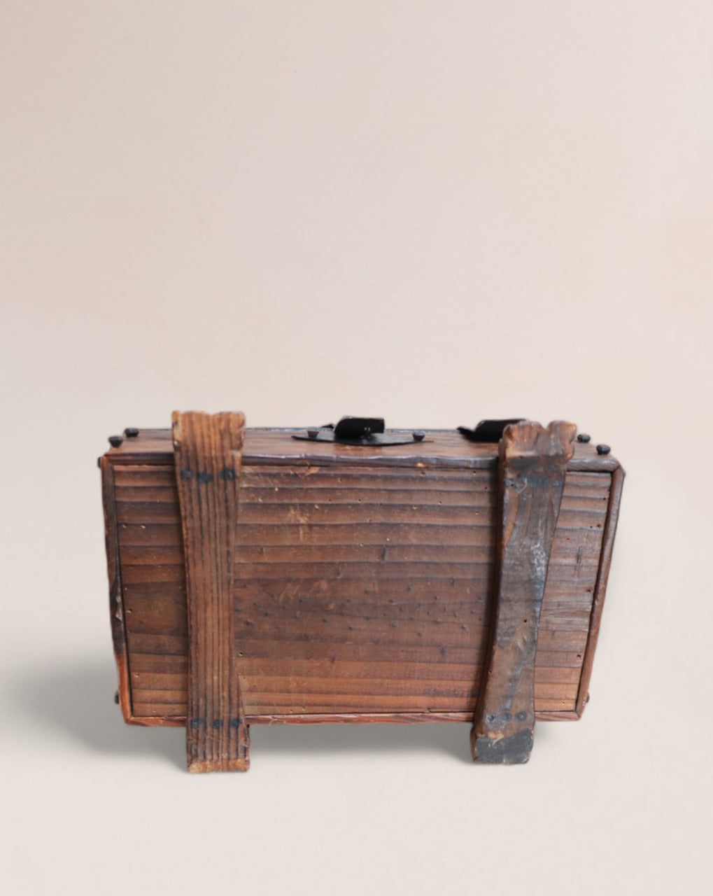 Spanish Wood Treasure Chest Mid 20th Century - Vintage Medieval Style