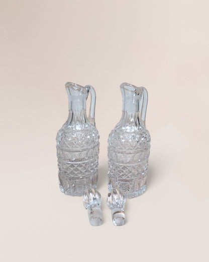 Victorian Era Style, Italian Crystal Glass Cruet Set, Early 20th Century