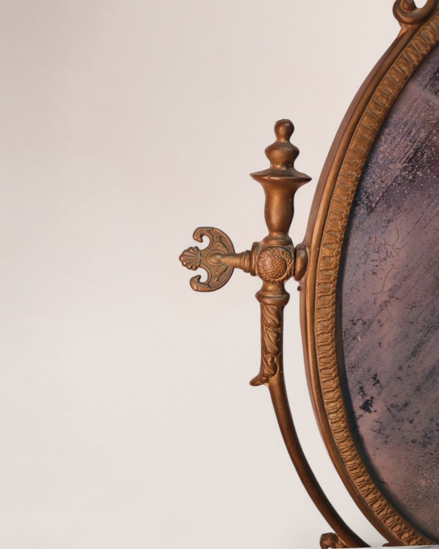 Early 1900s Vintage Ornate Brass Swinging Pedestal Vanity Mirror
